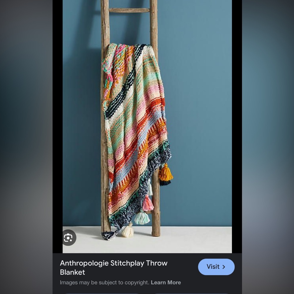 Anthropologie Stitchplay Knitted Blanket Throw Caroline Kaufman